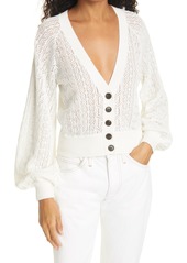 FRAME Chain Lace Cardigan in Blanc at Nordstrom