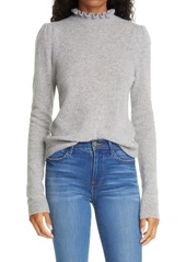 FRAME Josefine Ruffle Neck Cashmere Sweater in Gris Heather at Nordstrom