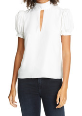 FRAME Keyhole Neck Silk Party Top in Off White at Nordstrom