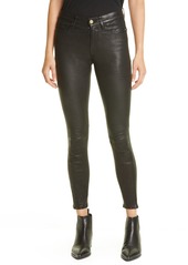 FRAME Le High Skinny Leather Ankle Pants in Washed Black at Nordstrom