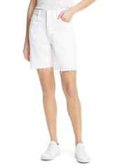 FRAME Le Slouch High Waist Raw Edge Bremuda Shorts in Rumpled Blanc at Nordstrom