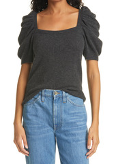 FRAME Puff Sleeve Cashmere Sweater in Charcoal Heather at Nordstrom