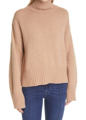 FRAME Swingy Wool & Silk Blend Turtleneck Sweater in Light Camel at Nordstrom