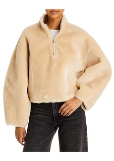 FRAME Womens Popover Long Sleeves Faux Fur Coat
