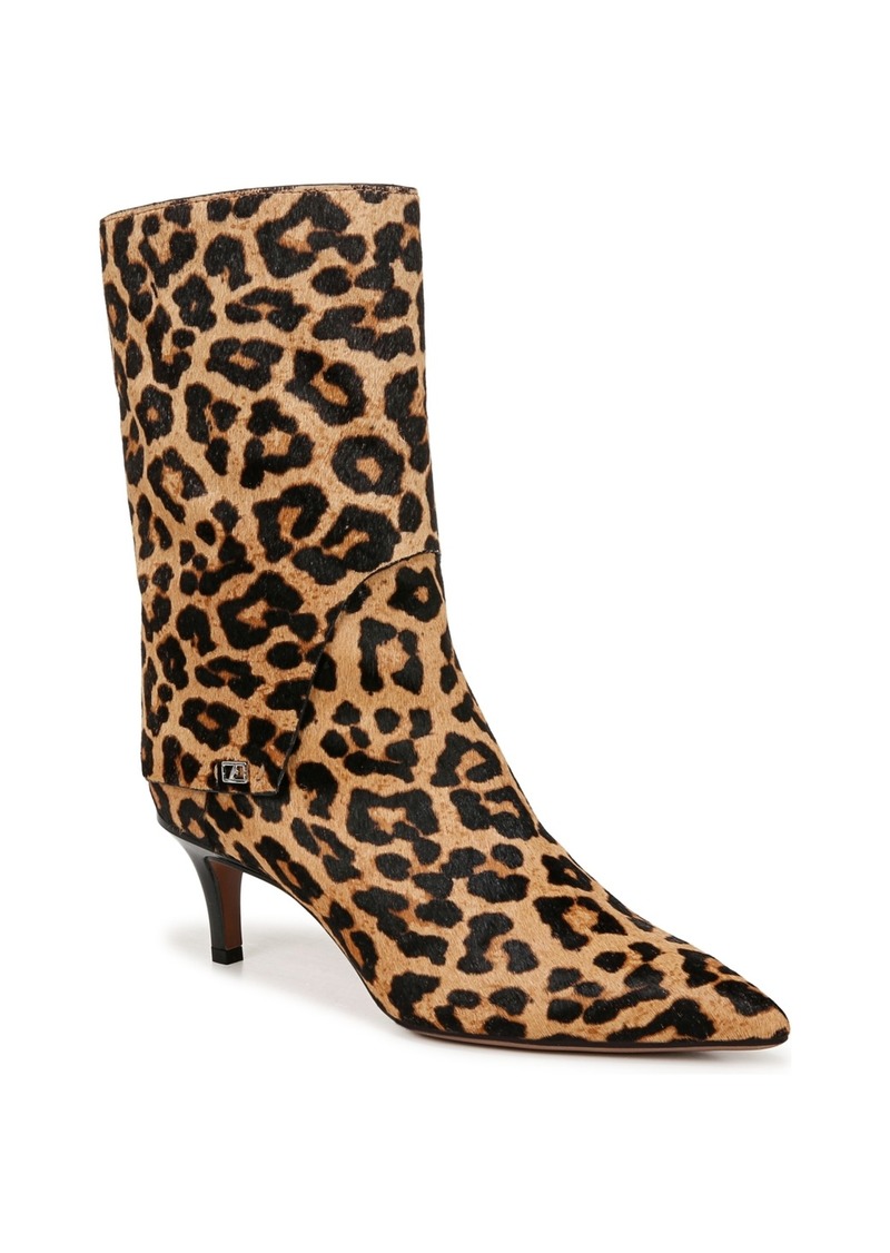 Franco Sarto Alberta Mid Shaft Boots - Camel Brown Leopard Print Hair