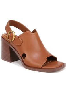 Franco Sarto Amy Slingback Block Heel Sandals - Cognac Brown Leather