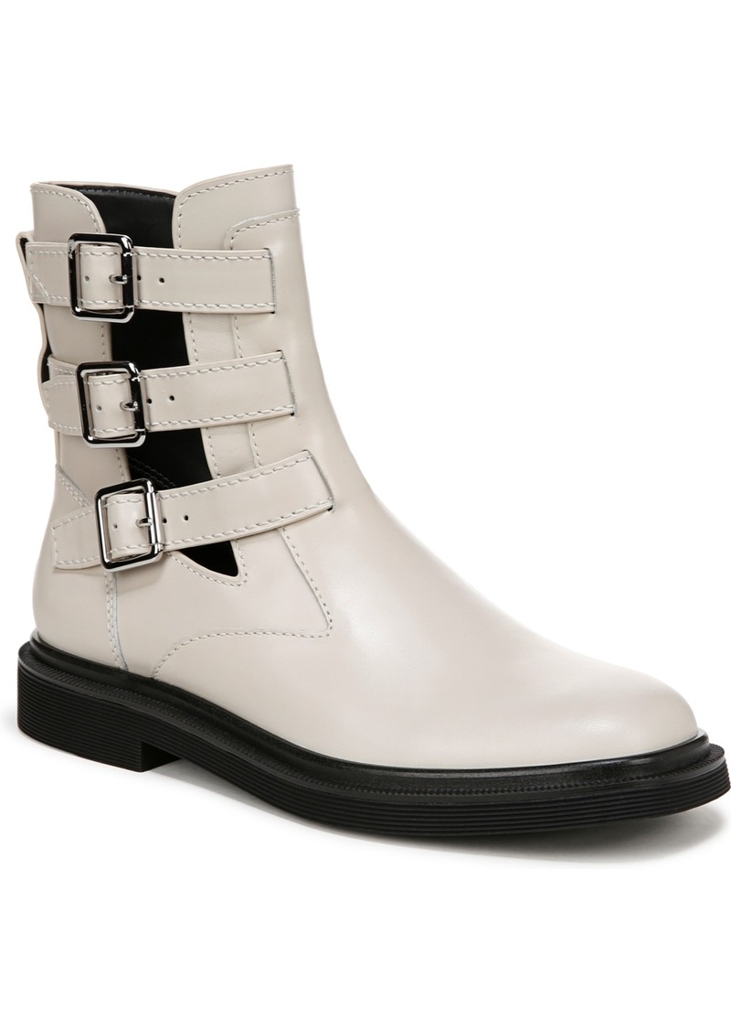 Franco Sarto Women's Argo Square Toe Buckle Booties - Chalk White Leather