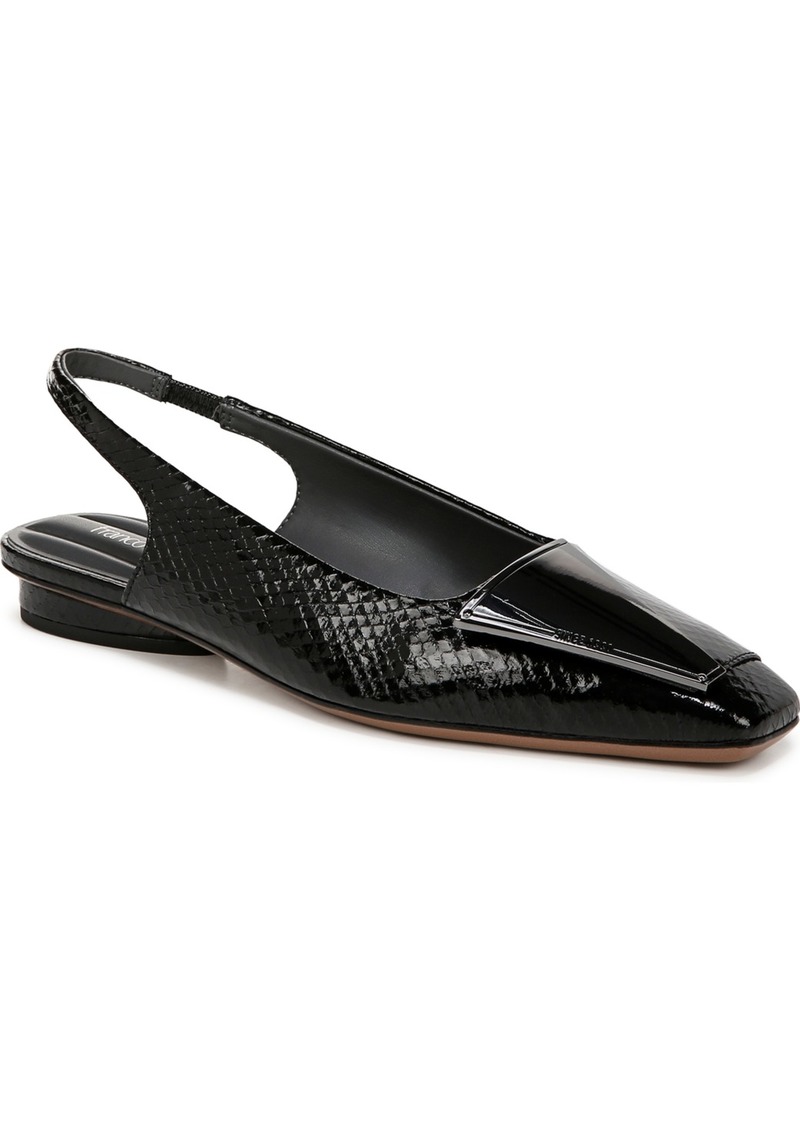 Franco Sarto Women's Cassidy Slingback Flats - Black Snake Print Faux Leather