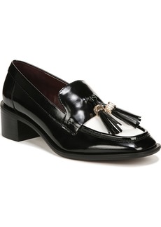 Franco Sarto Women's Donna Block Heel Tassel Loafers - Black/White Faux Leather