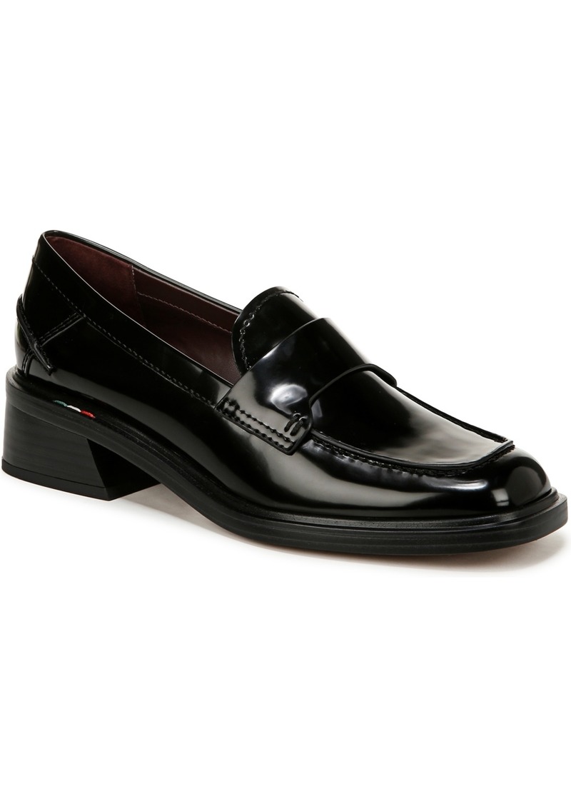 Franco Sarto Women's Gabriella Block Heel Loafers - Black Faux Leather