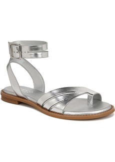 Franco Sarto Women's Greene Toe Loop Ankle Strap Sandals - Silver Faux Leather
