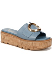 Franco Sarto Women's Hoda Platform Slide Sandals - Denim Blue Leather