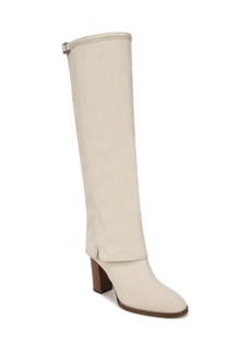 Franco Sarto Women's Informa West Knee High Fold-Over Cuffed Boots - Ecru White Suede
