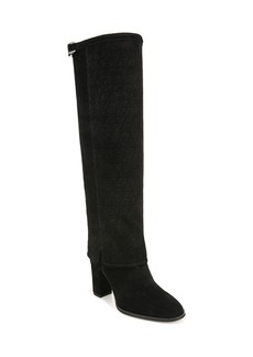 Franco Sarto Women's Informa West Knee High Fold-Over Cuffed Boots - Black Suede