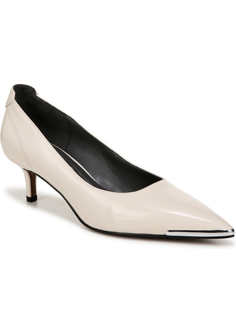 Franco Sarto Women's Kalsa Kitten Heel Pointed Toe Dress Pumps - Vanilla White Faux Leather