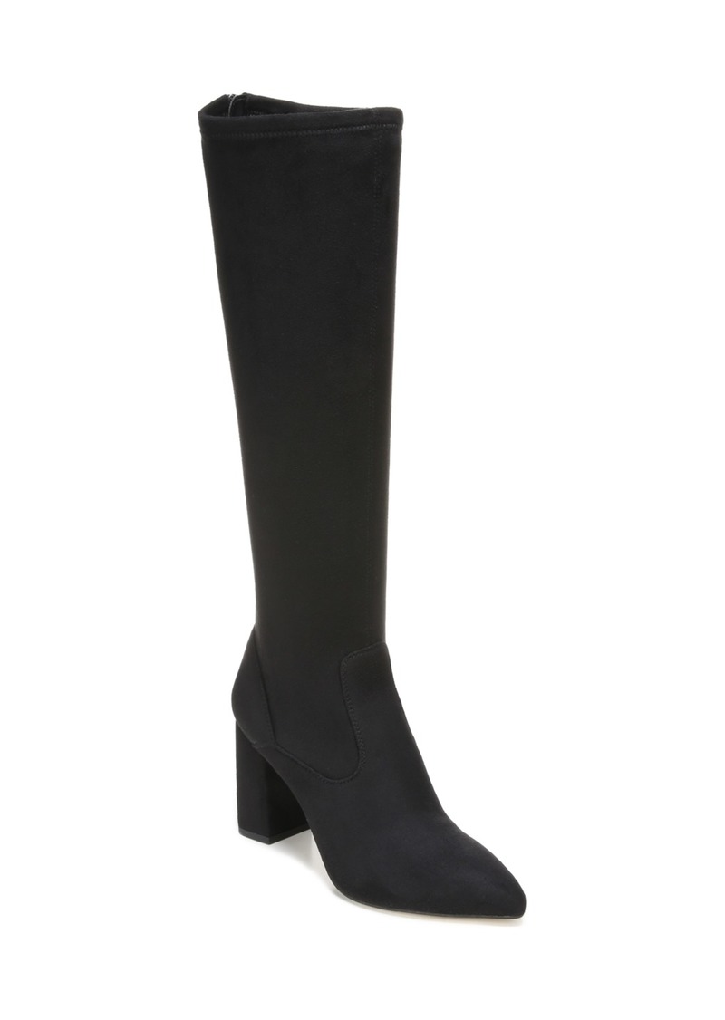 Franco Sarto Women's Katherine Block Heel Pointed Toe Knee High Boots - Black Suede