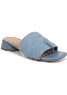 Franco Sarto Women's Loran Stacked Heel Slide Dress Sandals - Denim Blue Raffia Fabric