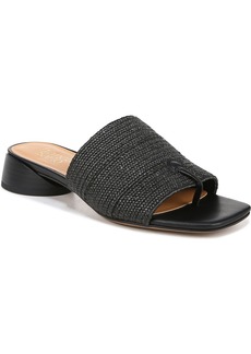 Franco Sarto Women's Loran Stacked Heel Slide Dress Sandals - Black Raffia Fabric