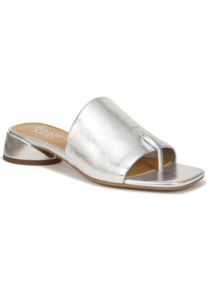 Franco Sarto Women's Loran Stacked Heel Slide Dress Sandals - Silver Faux Leather