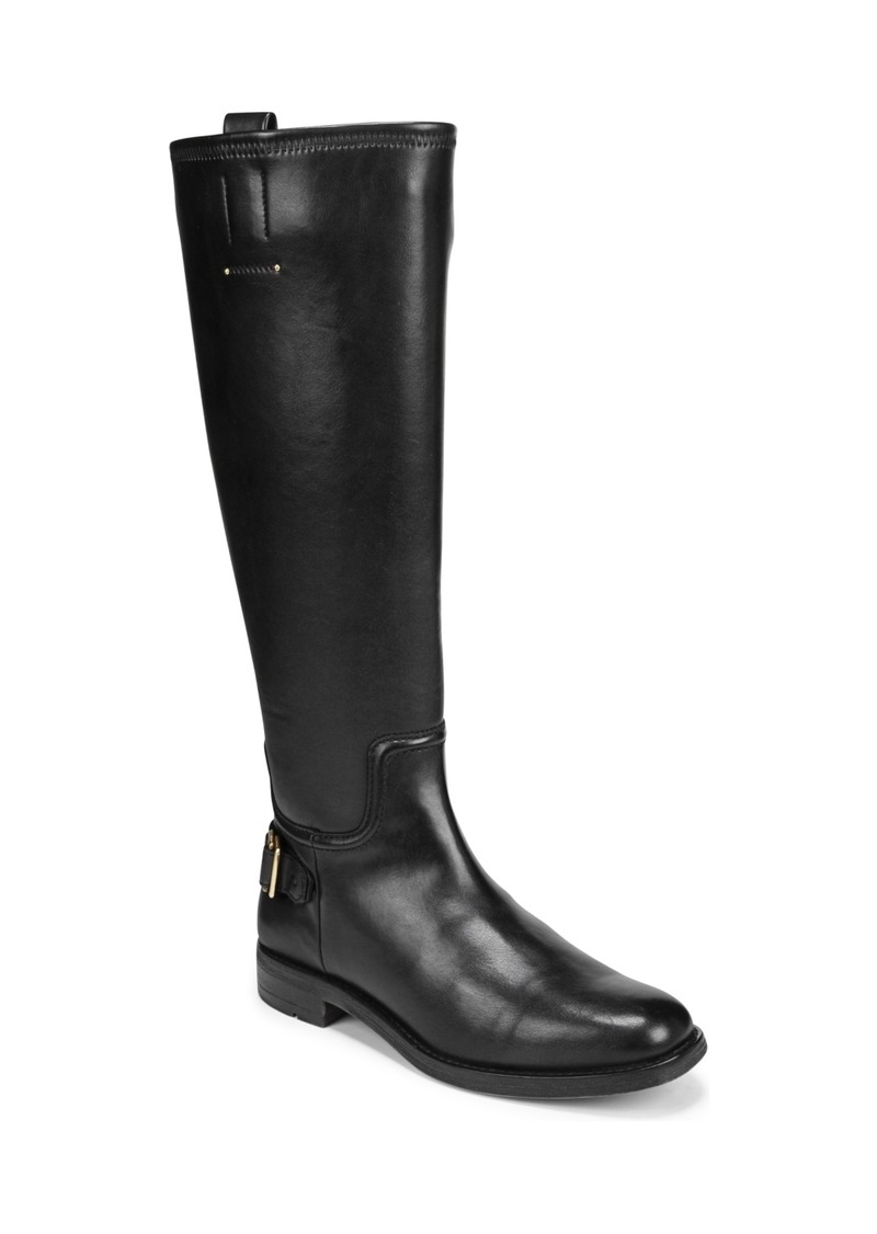 Franco Sarto Merina Wide Calf Knee High Riding Boots - Black Faux Leather