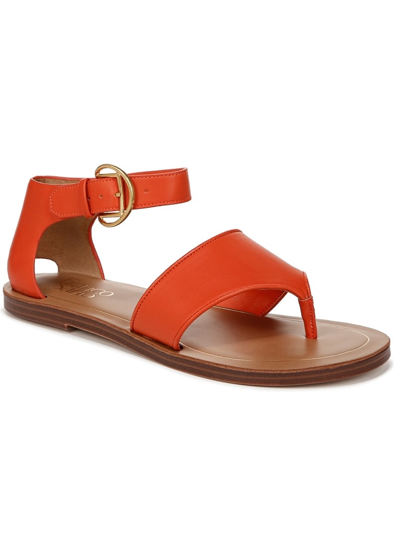 Franco Sarto Women's Ruth Ankle Strap Sandals - Tangerine Orange Faux Leather