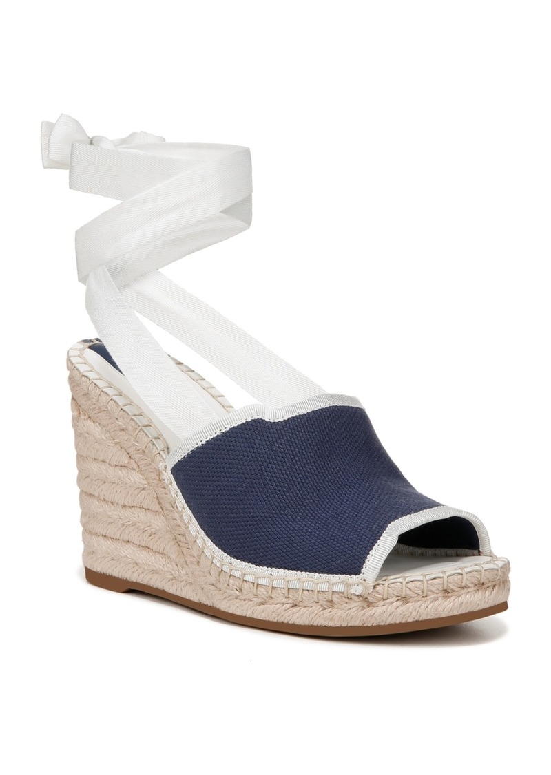 Franco Sarto Women's Sierra Espadrille Wedge Sandals - White/Navy Blue Fabric