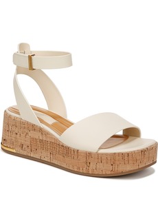 Franco Sarto Terry Ankle Strap Platform Sandals - Ivory White Leather