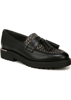 Franco Sarto Women's Carolynn Lug Sole Loafers - Black Faux Leather/Tweed