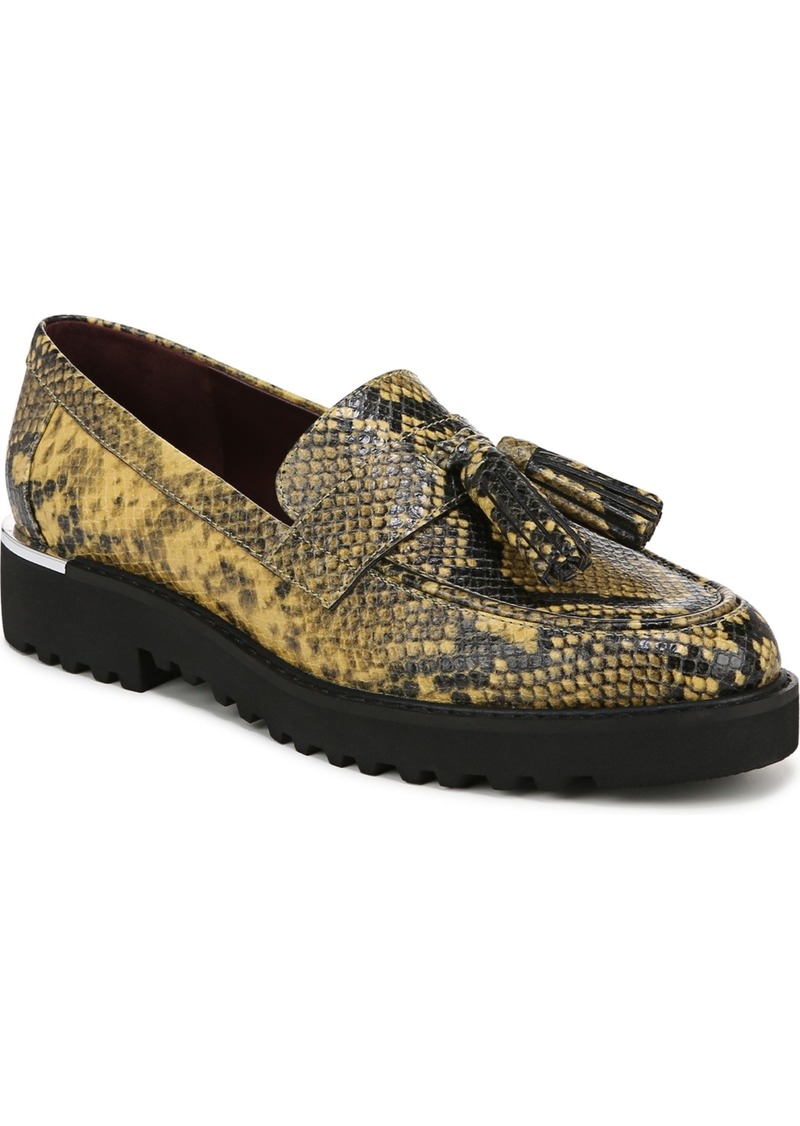 Franco Sarto Women's Carolynn Lug Sole Tassel Loafers - Yellow Snake Print Faux Leather