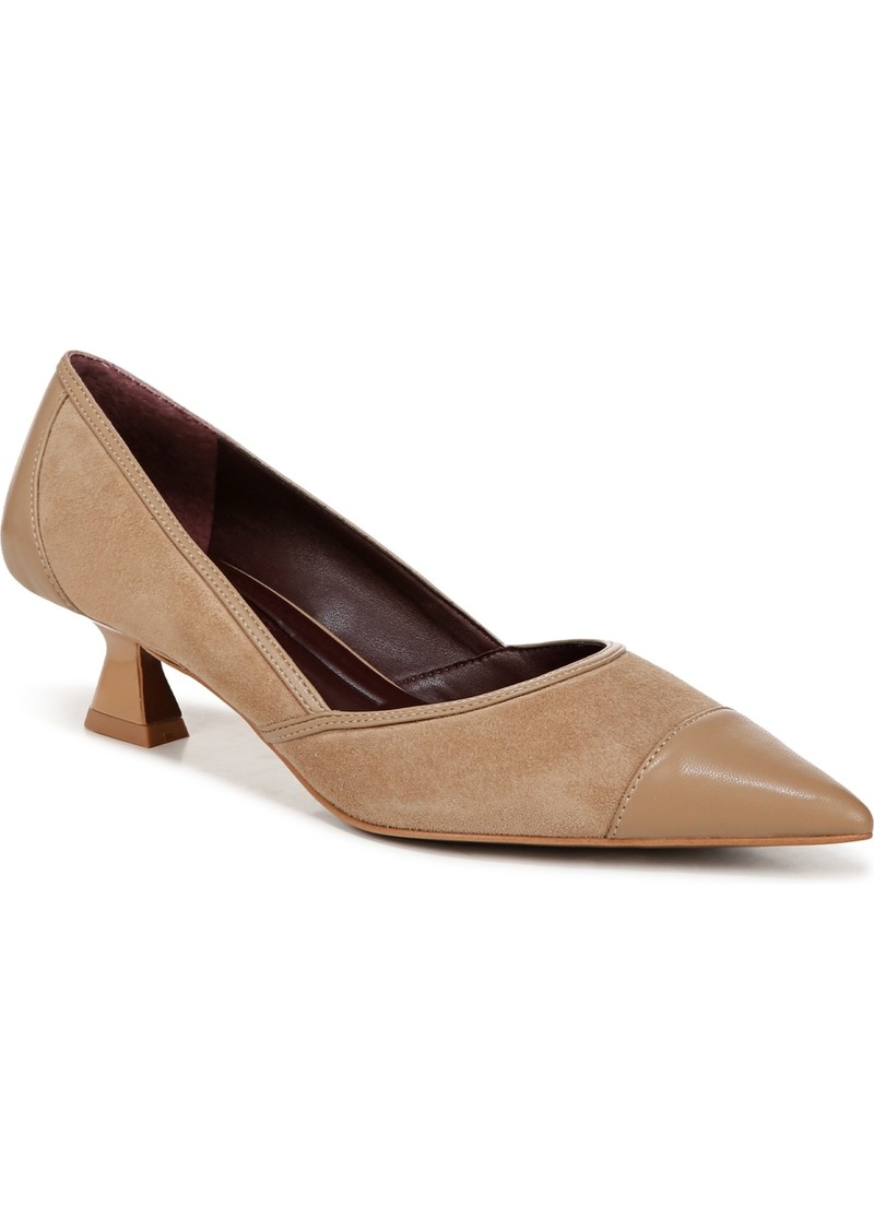 Franco Sarto Women's Darcy Pointed Toe Kitten Heel Pumps - Tuscan Taupe Suede/Leather