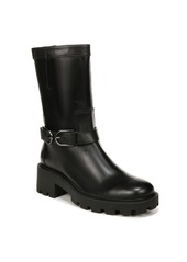 Franco Sarto Womens Elle Mid Shaft Lug Sole Boot Black Leather  M