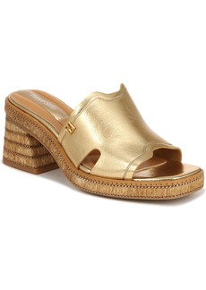 Franco Sarto Women's Florence Block Heel Slide Sandals - Gold Faux Leather