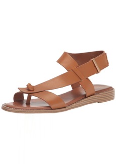 Franco Sarto Womens Glenni Ankle Strap Flat Sandals Brown Leather