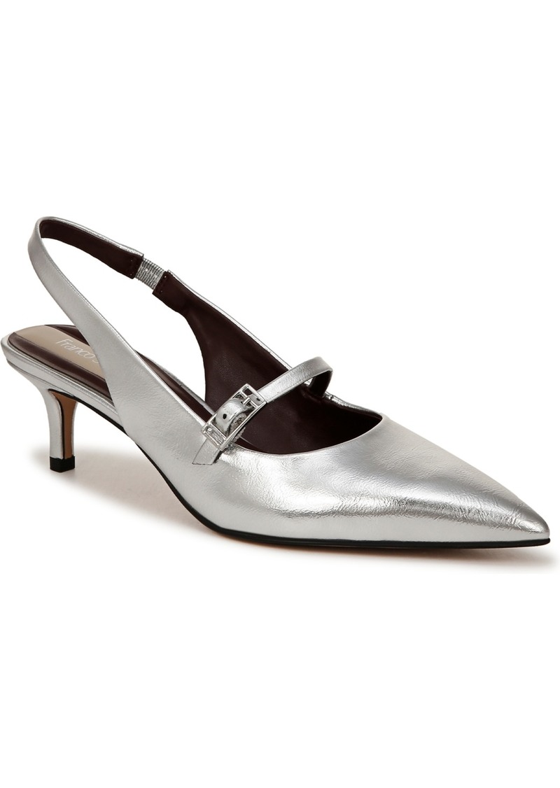 Franco Sarto Women's Khloe Pointed Toe Slingback Pumps - Silver Faux Leather