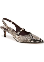 Franco Sarto Women's Khloe Pointed Toe Slingback Pumps - Silver Faux Leather