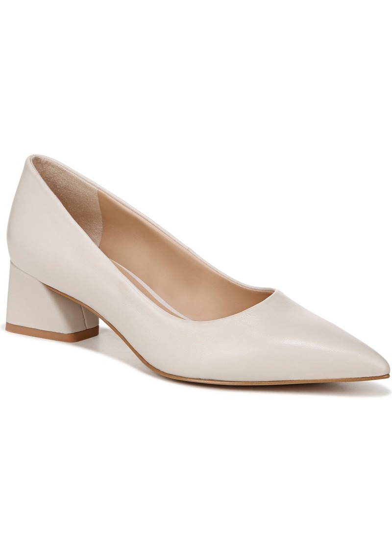 Franco Sarto Women's Racer Pointed Toe Block Heel Pumps - Putty White Leather