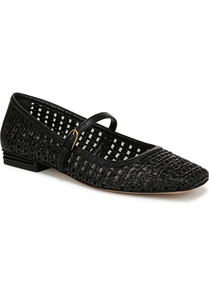 Franco Sarto Women's Tinsley Square Toe Mary Jane Flats - Black Raffia