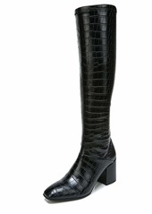 Franco Sarto Womens Tribute Knee High Heeled Boot Black Stretch Croco Wide Calf  M
