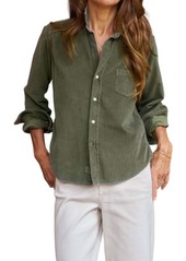 Frank & Eileen Barry Tailored Button-Up Shirt In Army Corduroy
