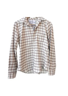 Frank & Eileen Barry Tailored Button-Up Shirt In Cream Brown Windowpane