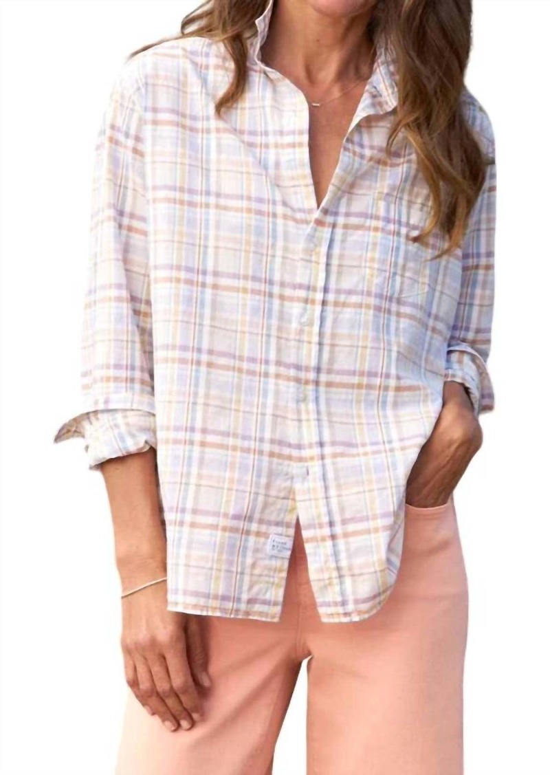 Frank & Eileen Eileen Button Up Shirt In Sand/purple Plaid