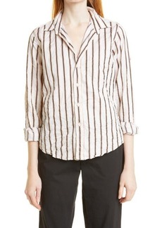 Frank & Eileen Barry Woven Button-Up Shirt in Black Camel Beige Stripe at Nordstrom