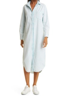 Frank & Eileen Rory Long Sleeve Denim Button-Up High/Low Dress in Sea Foam Mineral Wash at Nordstrom