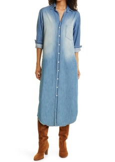 Frank & Eileen Rory Long Sleeve Denim Button-Up Midi Dress in Distressed Vintage Wash at Nordstrom