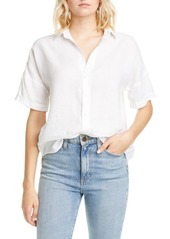 Frank & Eileen Rose Short Sleeve Linen Button-Up Shirt in White Linen at Nordstrom