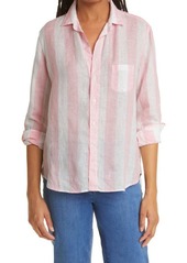Frank & Eileen Woven Linen Button-Up Shirt in Wide Pink Stripe at Nordstrom