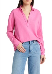 Frank & Eileen Patrick Popover Henley Top In Bubblegum