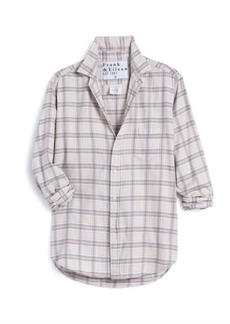 Frank & Eileen Relaxed Button Up Shirt In Cream White Pink Plaid