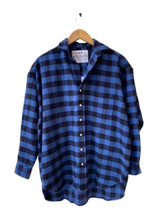 Frank & Eileen Shirley Oversized Button-Up Shirt In Blue Black Plaid