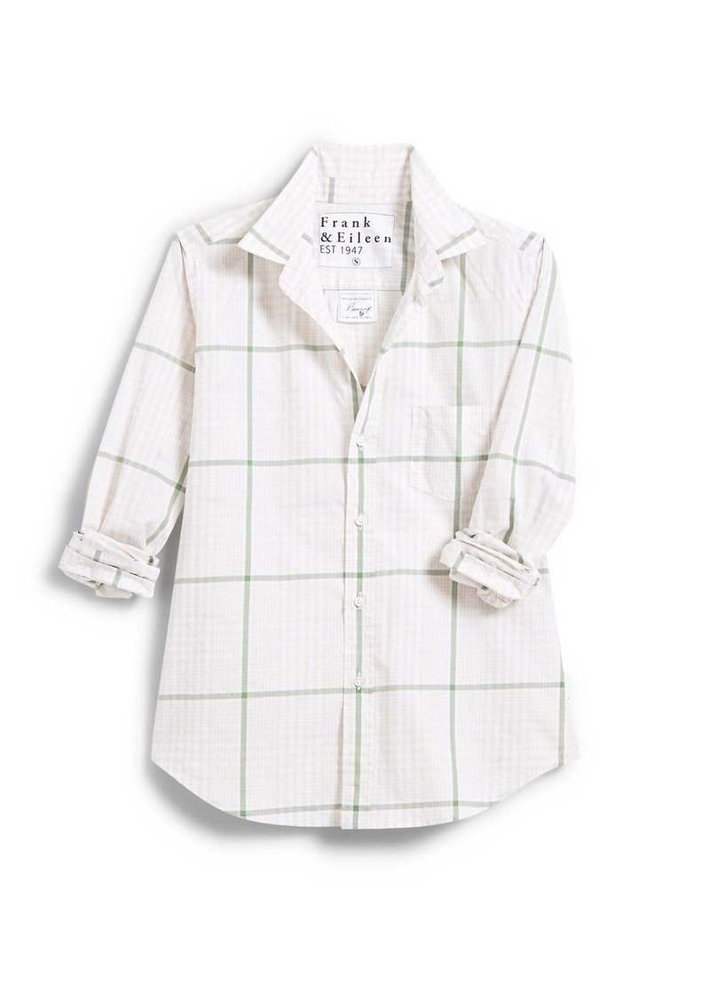 Frank & Eileen Women's Barry Tailored Button Up Shirt In Sand/green Plaid